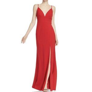 Aqua Womens Size 6 Red Spaghetti Strap V Neck Maxi Gown Dress